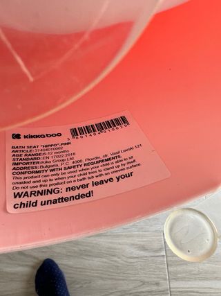 Asiento kikkaboo bañera bebé rosa