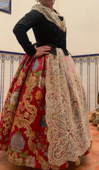 Traje Fallera Adulta Rojo-Negro