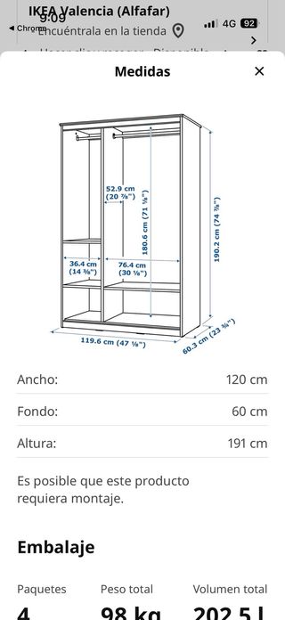 Ropero 3 puertas blanco