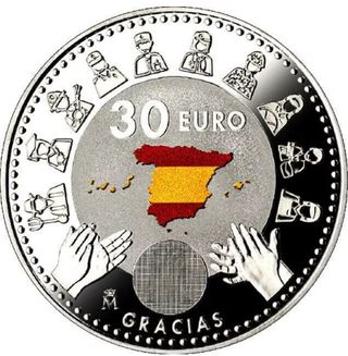 Moneda PLATA 30 Euro 2020 Pandemia Covid. España 