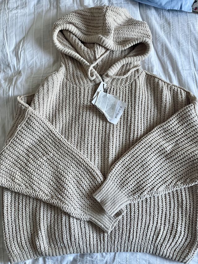 Camisola larga com capuz - Bege - Pull & Bear