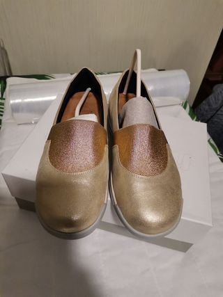 Scarpe Molliter oro donna, pelle