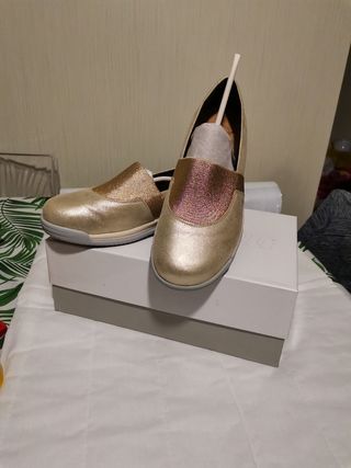 Scarpe Molliter oro donna, pelle