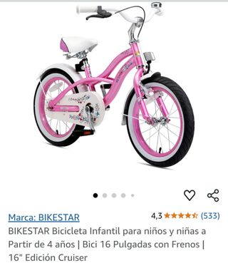Bicicleta 16" rosa
