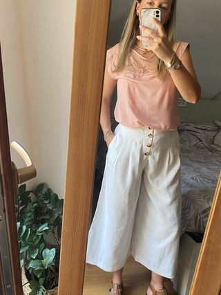 Blusa Stradivarius rosa pizzo