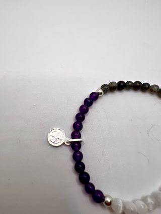 Pulsera plata & minerales variadas con dijes plata