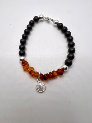 Pulsera plata & minerales variadas con dijes plata