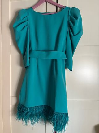 Vestido fiesta turquesa plumeti