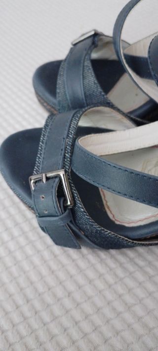 Zapatos cuña azul vaquero talla 36