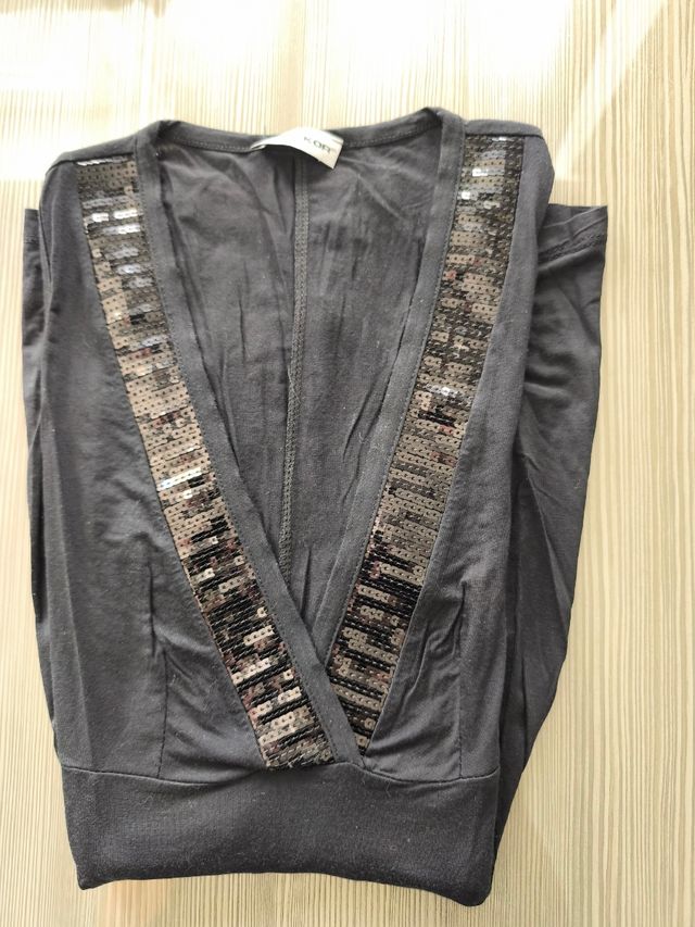 Canotta nera paillettes