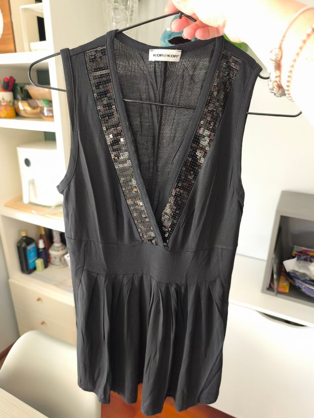 Canotta nera paillettes