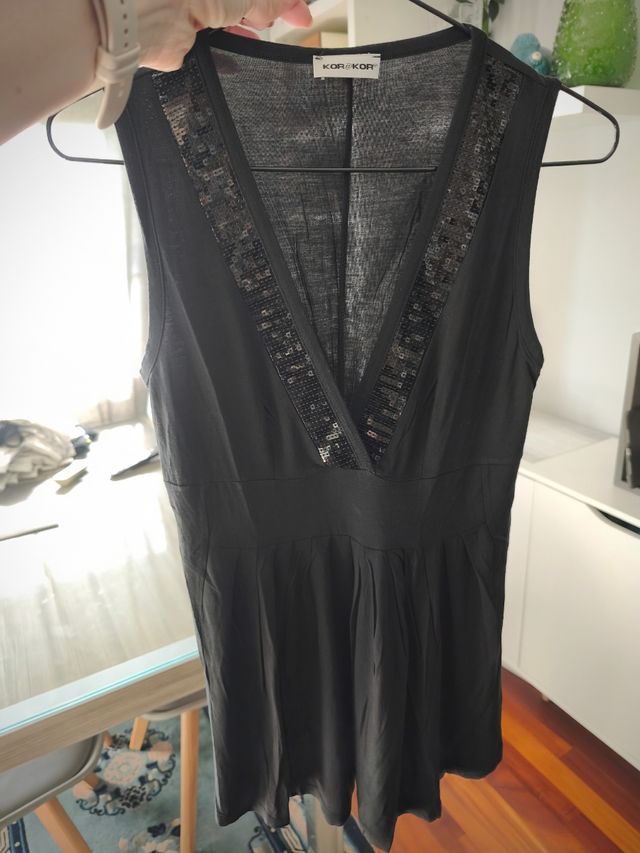 Canotta nera paillettes