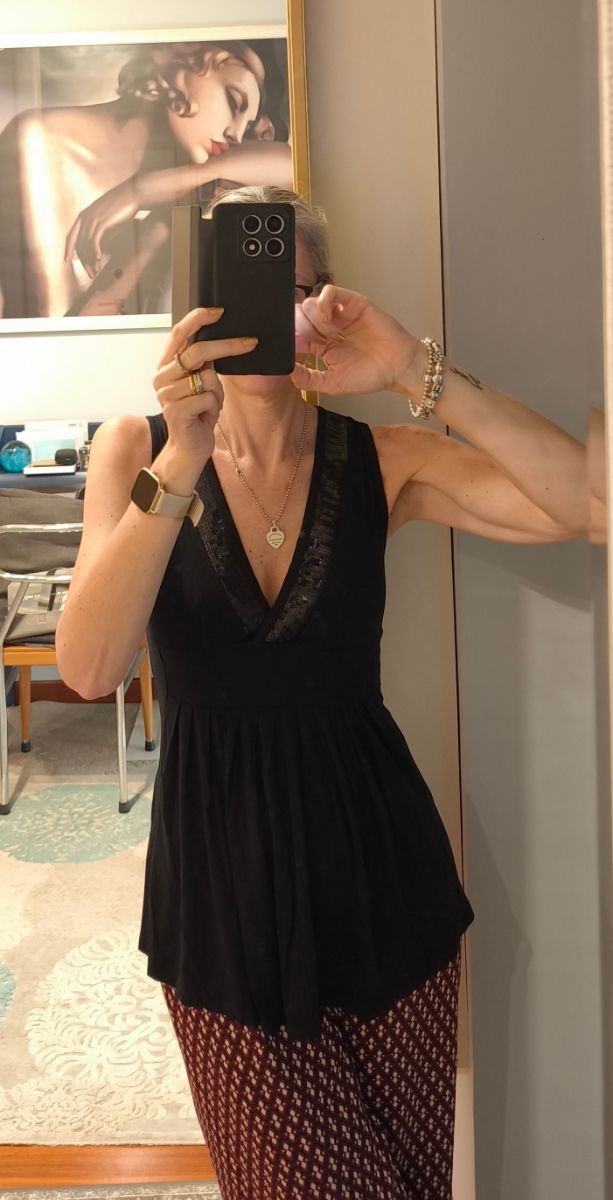 Canotta nera paillettes