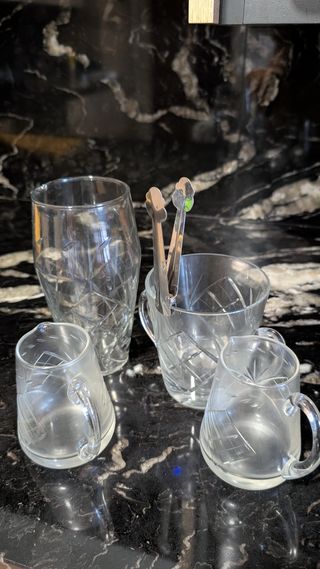 Juego coctelera cristal vintage