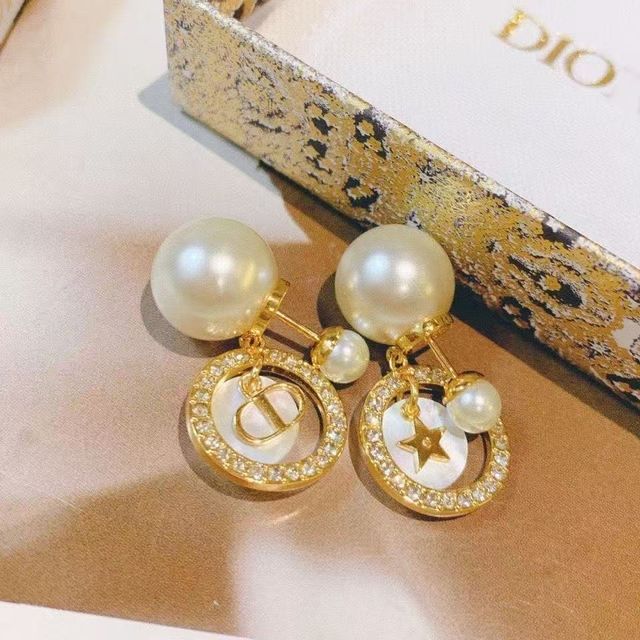 Dior - Pendientes Perla Dorado