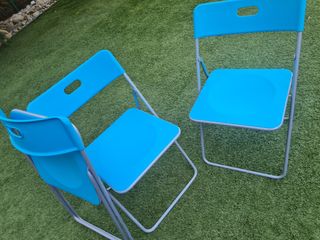 Conjunto de 3 Sillas Plegables Azules