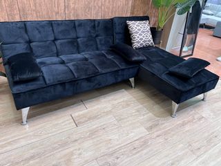 Sofá cama terciopelo negro