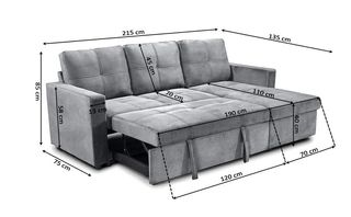 Sofá cama chaise longue negro
