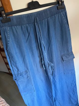 Pantaloni denim blu a palazzo tg.L/XL