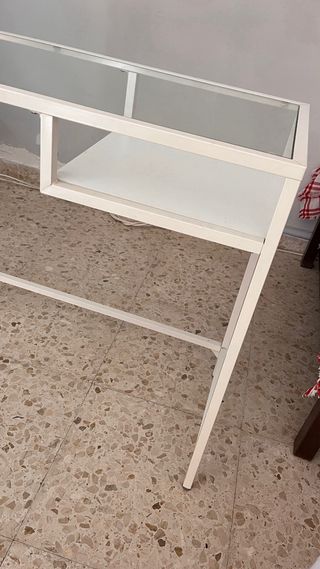 Escritorio cristal y aluminio blanco