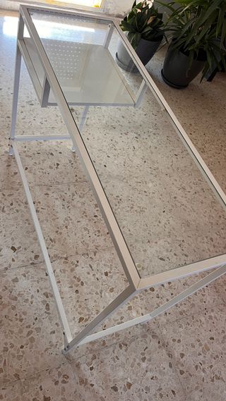 Escritorio cristal y aluminio blanco