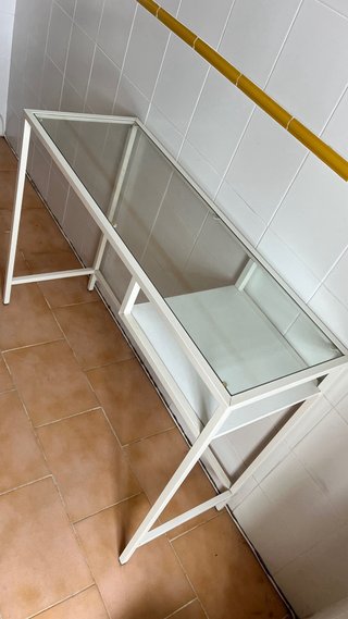 Escritorio cristal y aluminio blanco