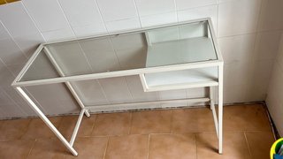 Escritorio cristal y aluminio blanco