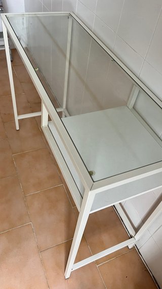 Escritorio cristal y aluminio blanco