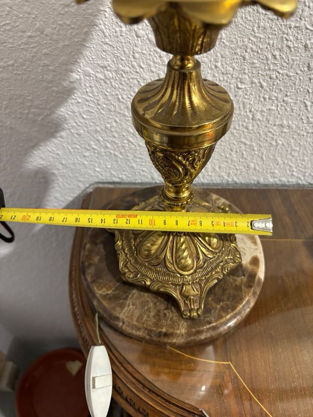 Pareja de lámparas antiguas bronce, base mármol 