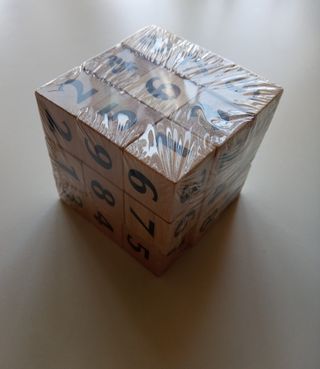 Cubos madera, números aprendizaje. Sin uso.
