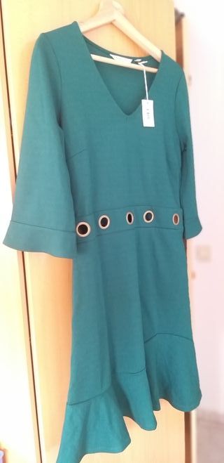 Vestido Naf Naf verde M - Nuevo