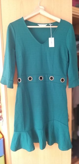 Vestido Naf Naf verde M - Nuevo