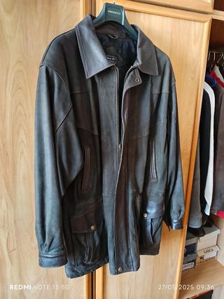 Cazadora cuero marrón XXL