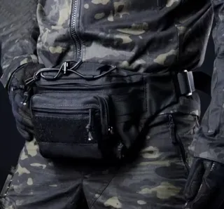 Riñonera táctica negra MOLLE multibolsillos