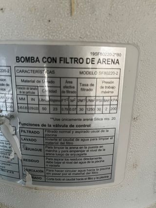 Depuradora arena piscina SF80220-2 NEGOCIABLE