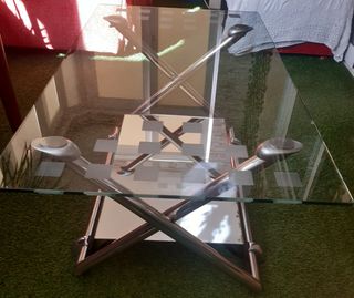 Mesa centro cristal metal Elevable automática