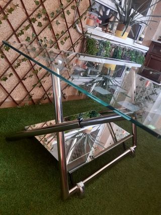 Mesa centro cristal metal Elevable automática