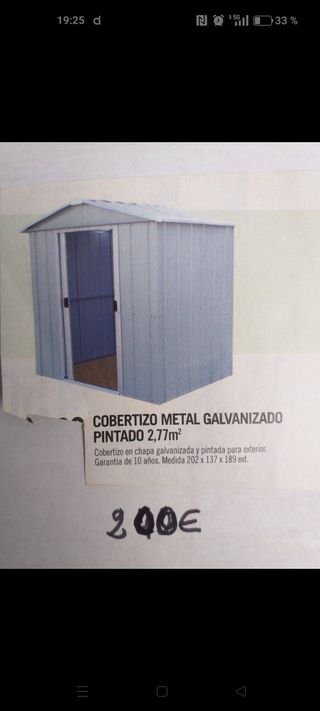 Cobertizo metal galvanizado 2,77m²