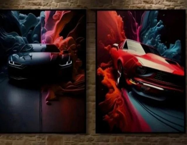 PÓSTER DE COCHES EFECTO COLOR ARTE SPLASH VARIEDAD