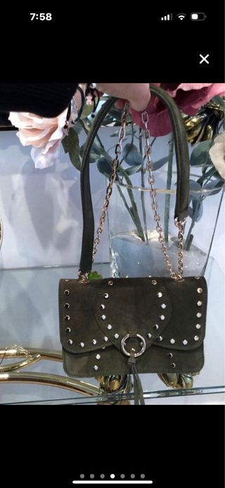 Bolso Zara - Verde Militar con tachuelas