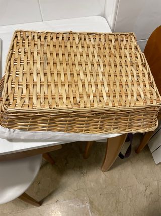 2 Bandejas mimbre beige