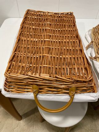 2 Bandejas mimbre beige