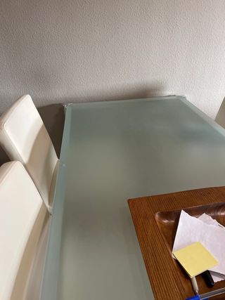 Mesa cristal y aluminio - 4 sillas