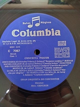 Vinilo LP Conchita Piquer (1970) Copla