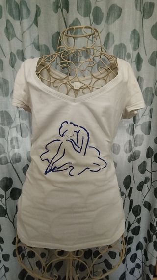 Camiseta bailarina - Blanco y azul