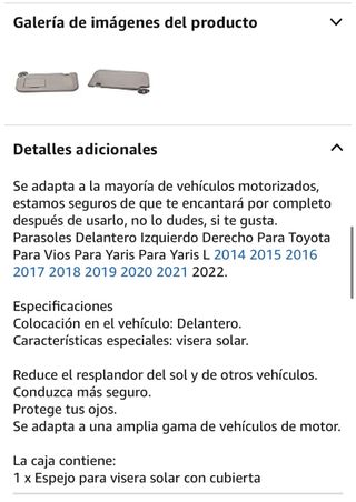 Parasol Toyota Yaris Izquierdo Gris
