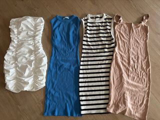 4 Vestidos XS - Azul, Blanco