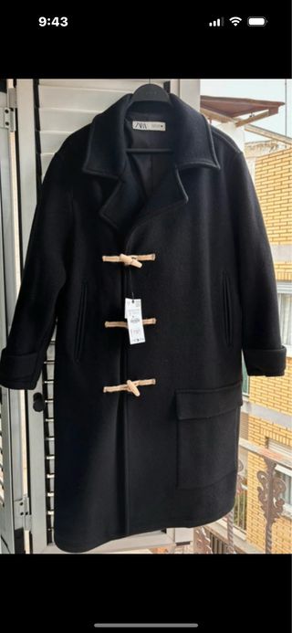 Abrigo de lana Zara negro talla S
