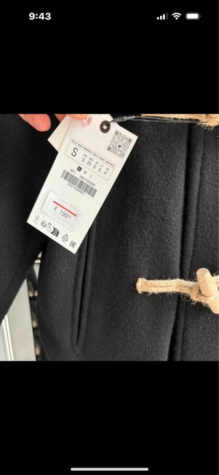 Abrigo de lana Zara negro talla S
