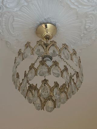 Mini lámpara lágrimas cristal dorada vintage